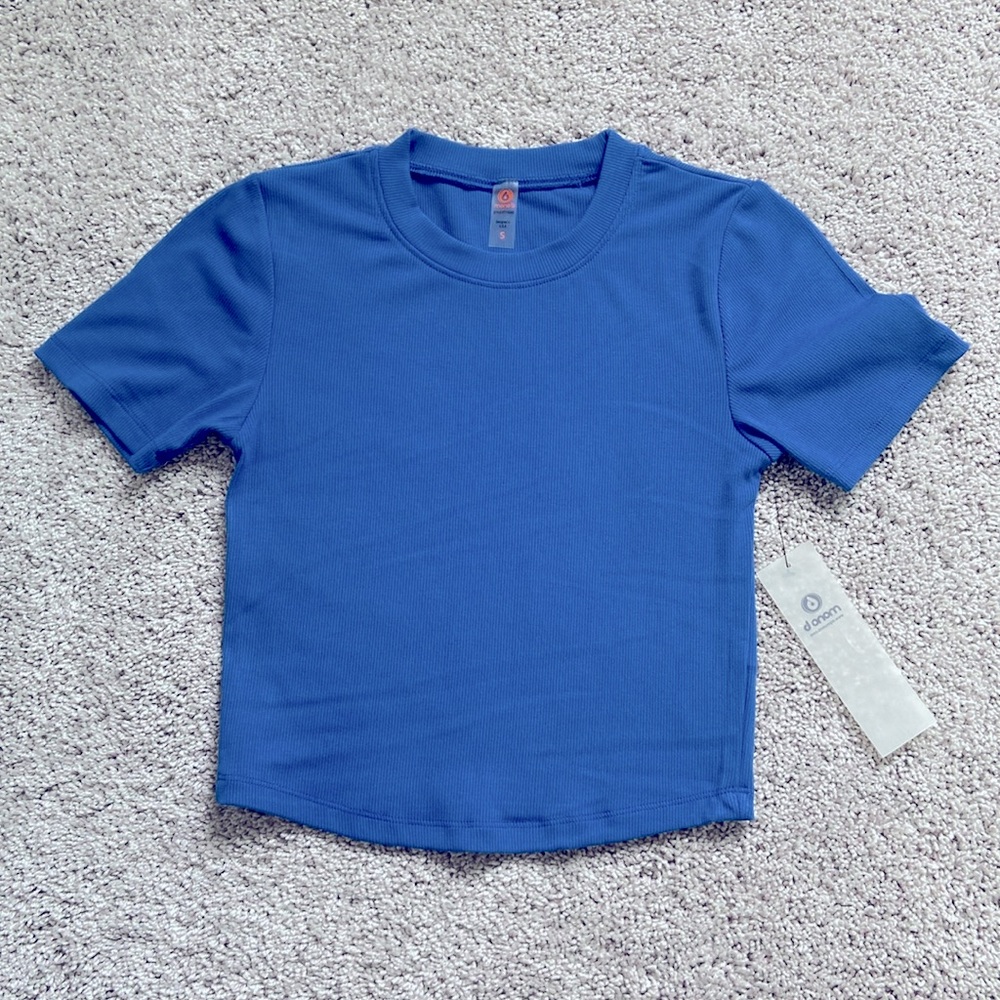 Mono B • Royal Blue Ribbed Cropped Tee